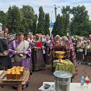 В день Происхождения (изнесения) Честных Древ Животворящего Креста Господня епископ Леонид совершил Литургию в кафедральном соборе города Мозыря
